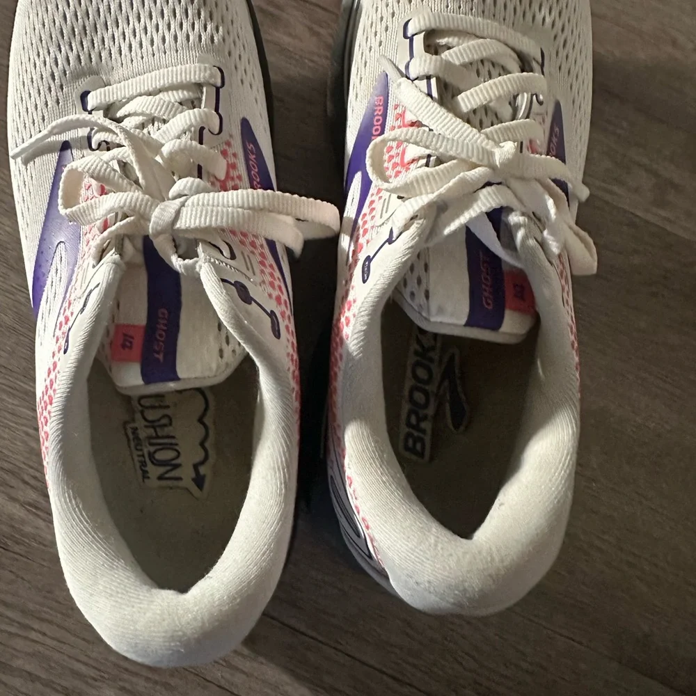 Brooks Women's Ghost 14 Running Sneakers Size 9 White Purple Coral - Picture 7 of 9